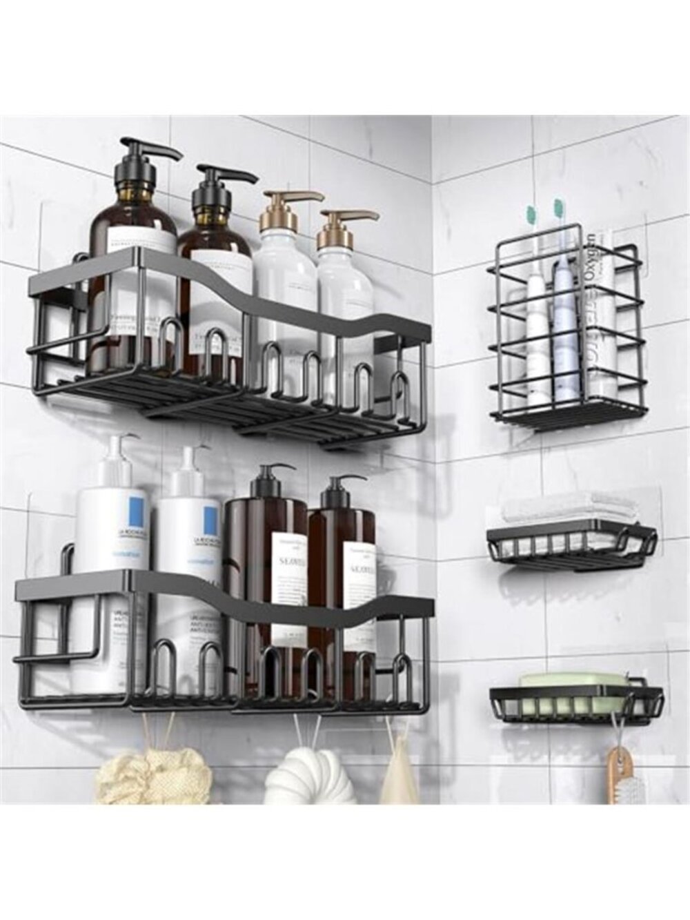 Adhesive Shower Caddy, 5 Pack Rustproof Stainless Steel Bath Organizers